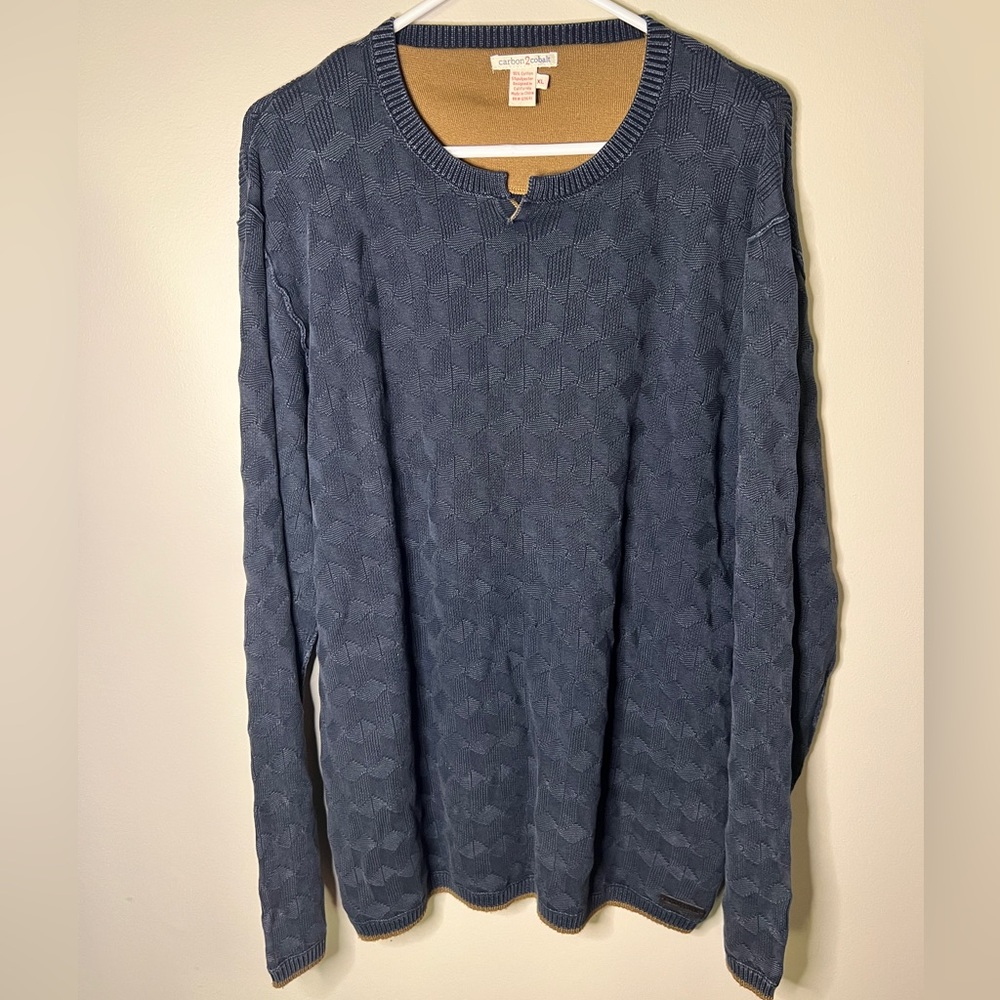 Carbon2Cobalt men's blue knit pullover sweater in 100% cotton material size XL